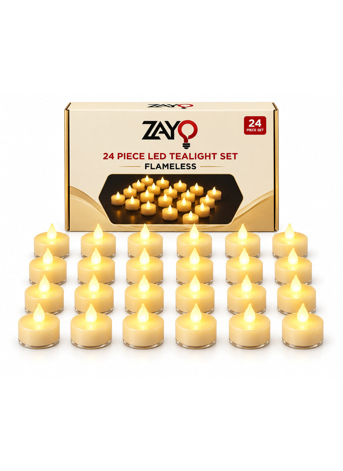 Zayo Led Tealight Battery Pack of 24 Pieces
