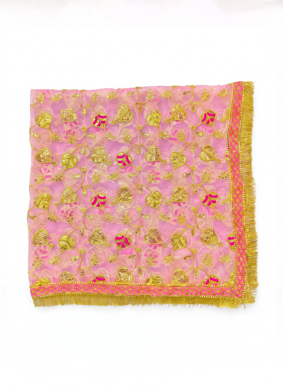 Madhoor Heart Sequin Deity Idol Chunri Pink 2m