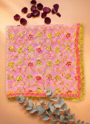 Madhoor Heart Sequin Deity Idol Chunri Pink 2m