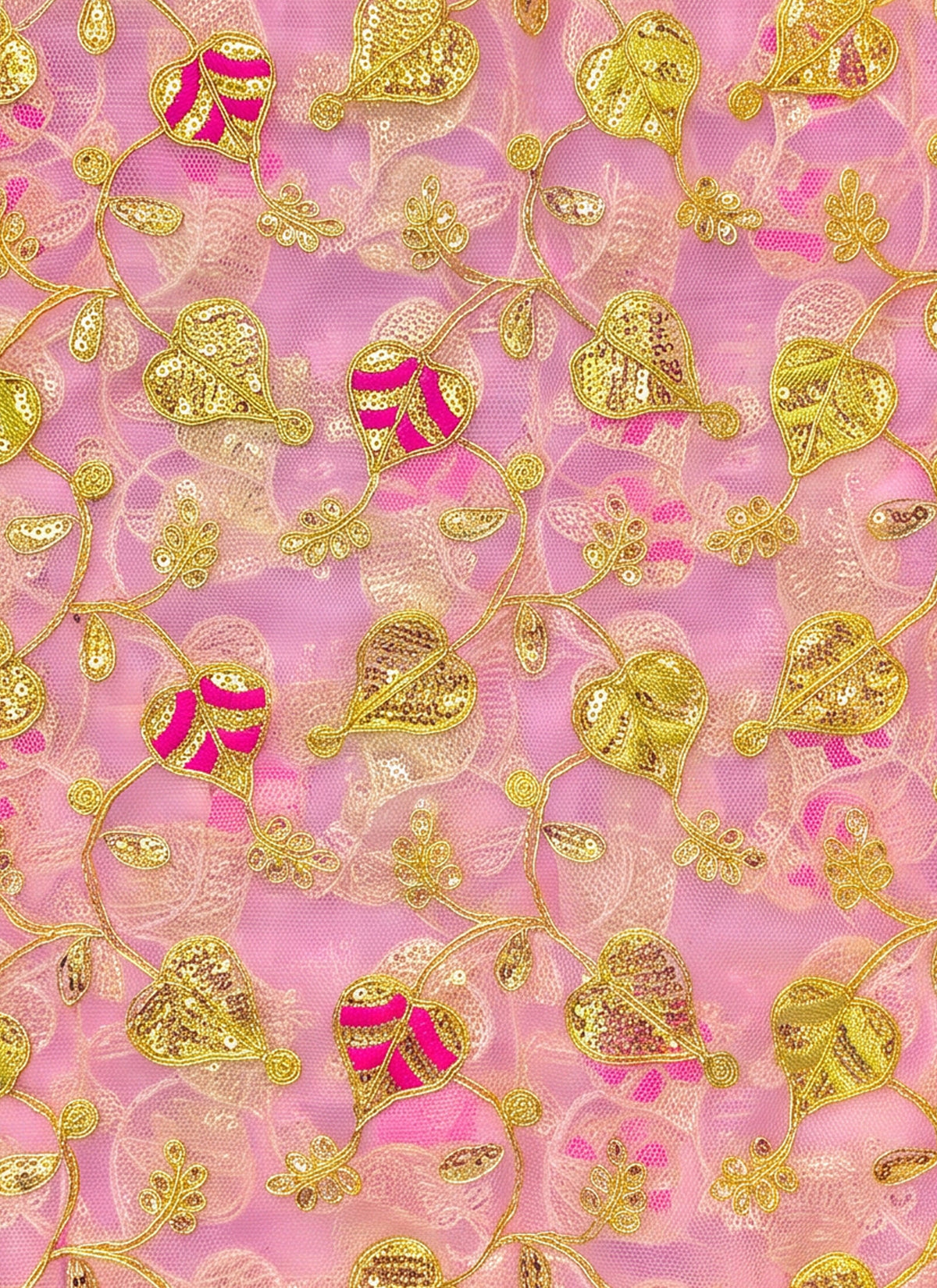 Madhoor Heart Sequin Deity Idol Chunri Pink 2m