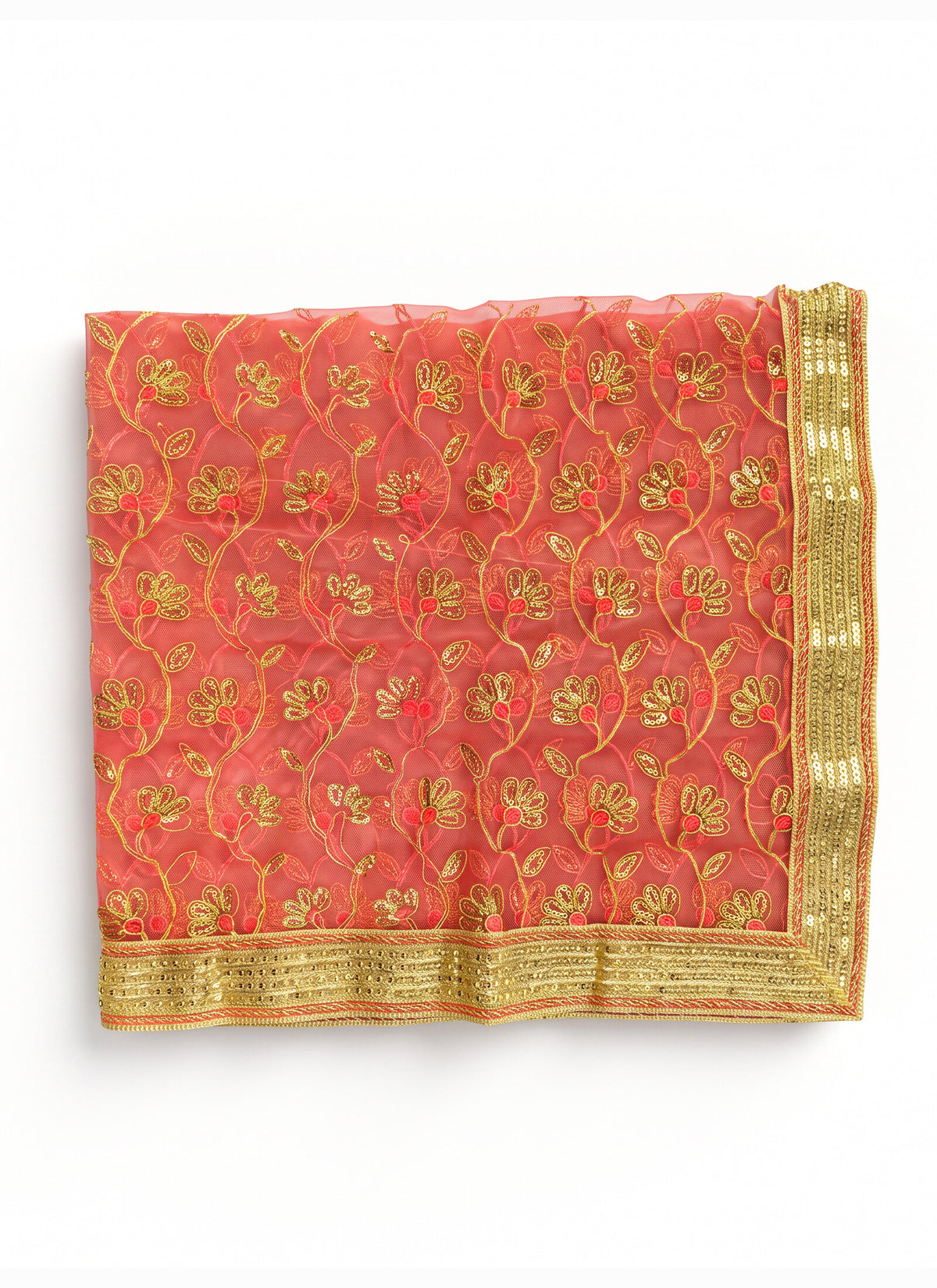 Madhoor Lace Deity Idol Chunri Gold-Tone Red 1m