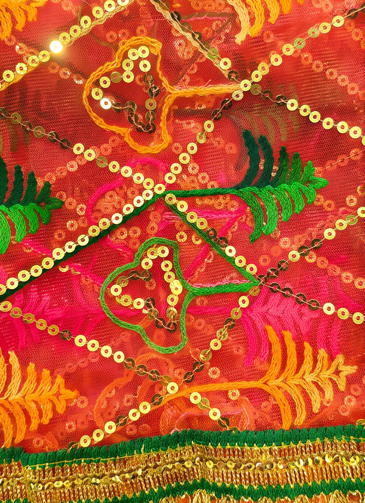Madhoor Phulkari Deity Idol Chunri Red 1m