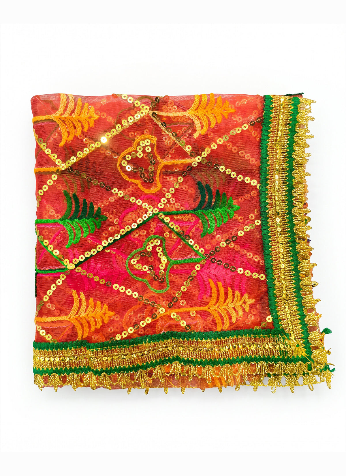 Madhoor Phulkari Deity Idol Chunri Red 1m