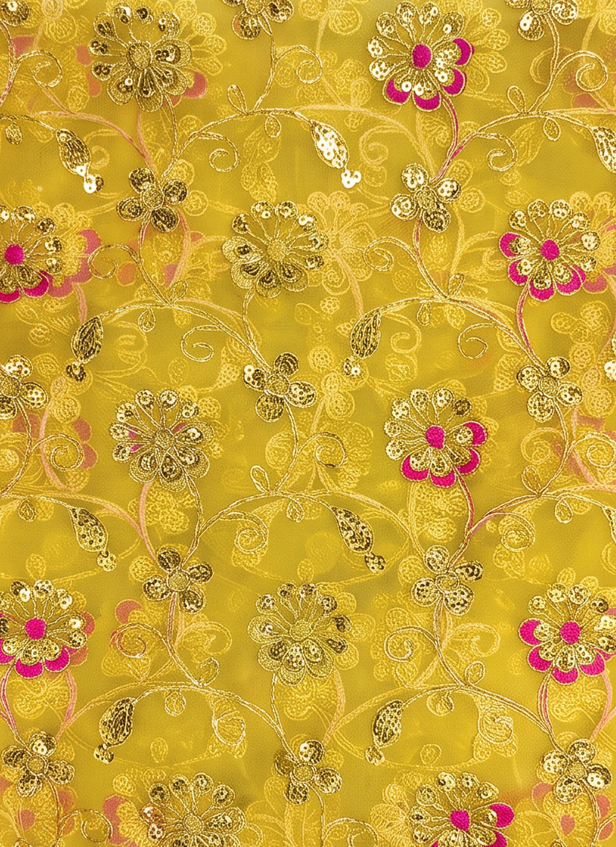 Madhoor Floral Deity Idol Chunri Yellow 2m