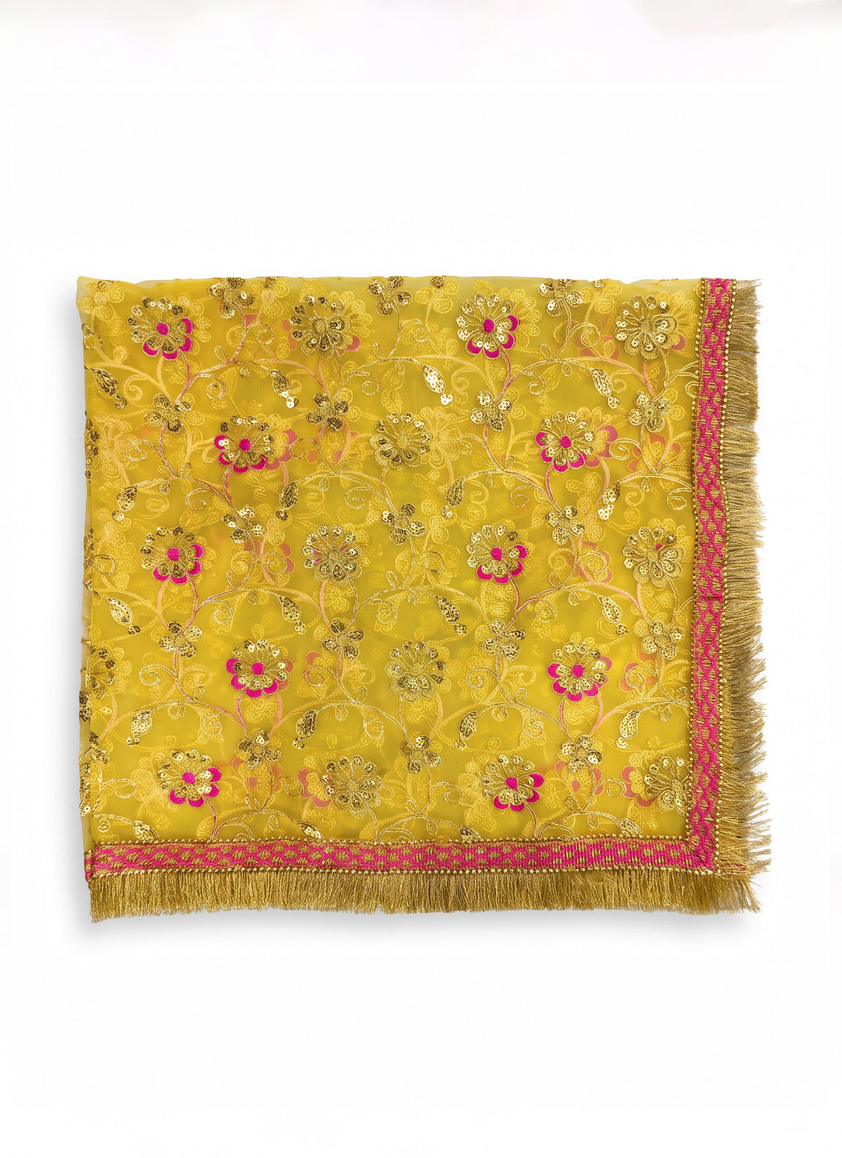 Madhoor Floral Deity Idol Chunri Yellow 2m