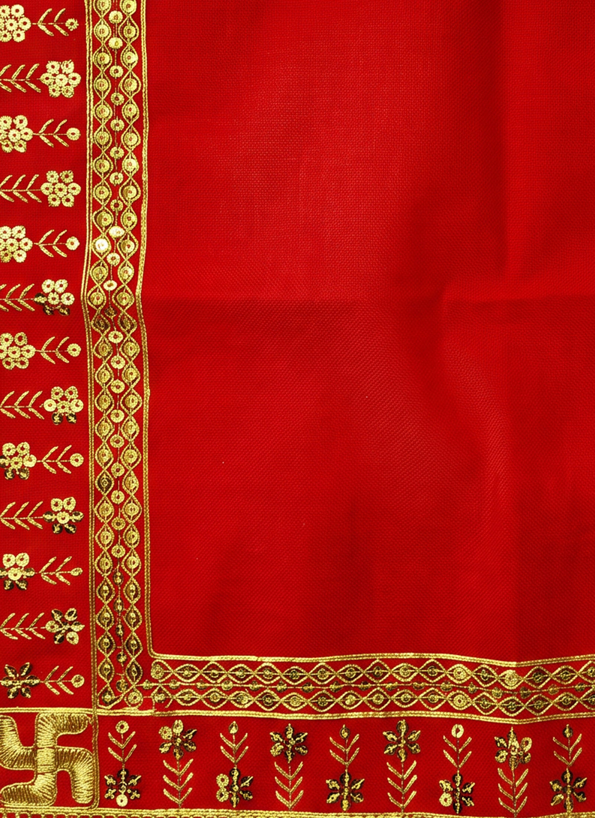 Madhoor Velvet Flower Swastik Pooja Aasan Red 16 x 16 Inches