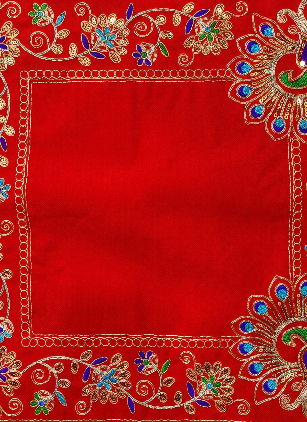 Madhoor Velvet Zardozi Pooja Aasan Red 13 x 20 Inches