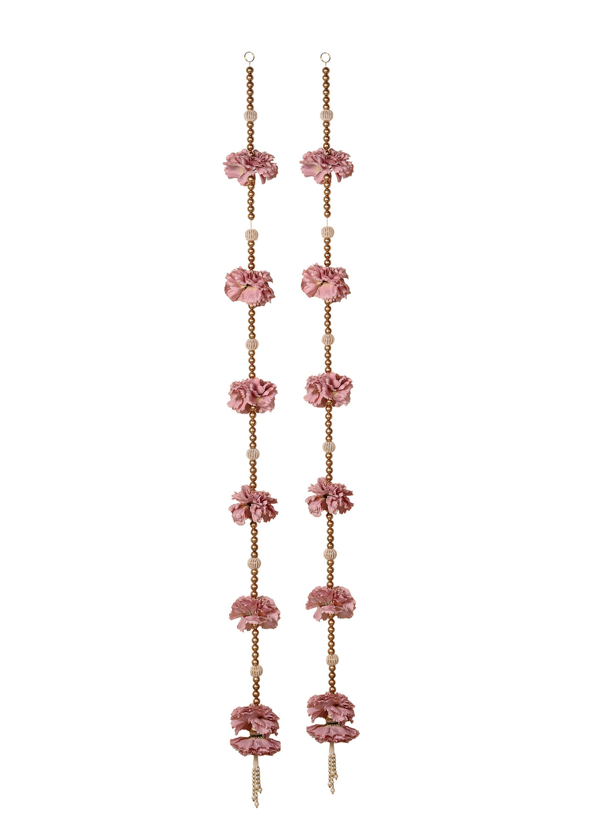 Madhoor Floral Beads Latkan Peach 5 Feet Set of 2