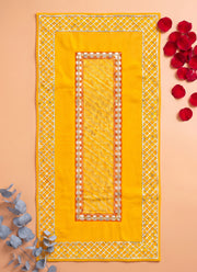 Madhoor Gota Pooja Chowki Aasan Yellow 24 x 48 Inches