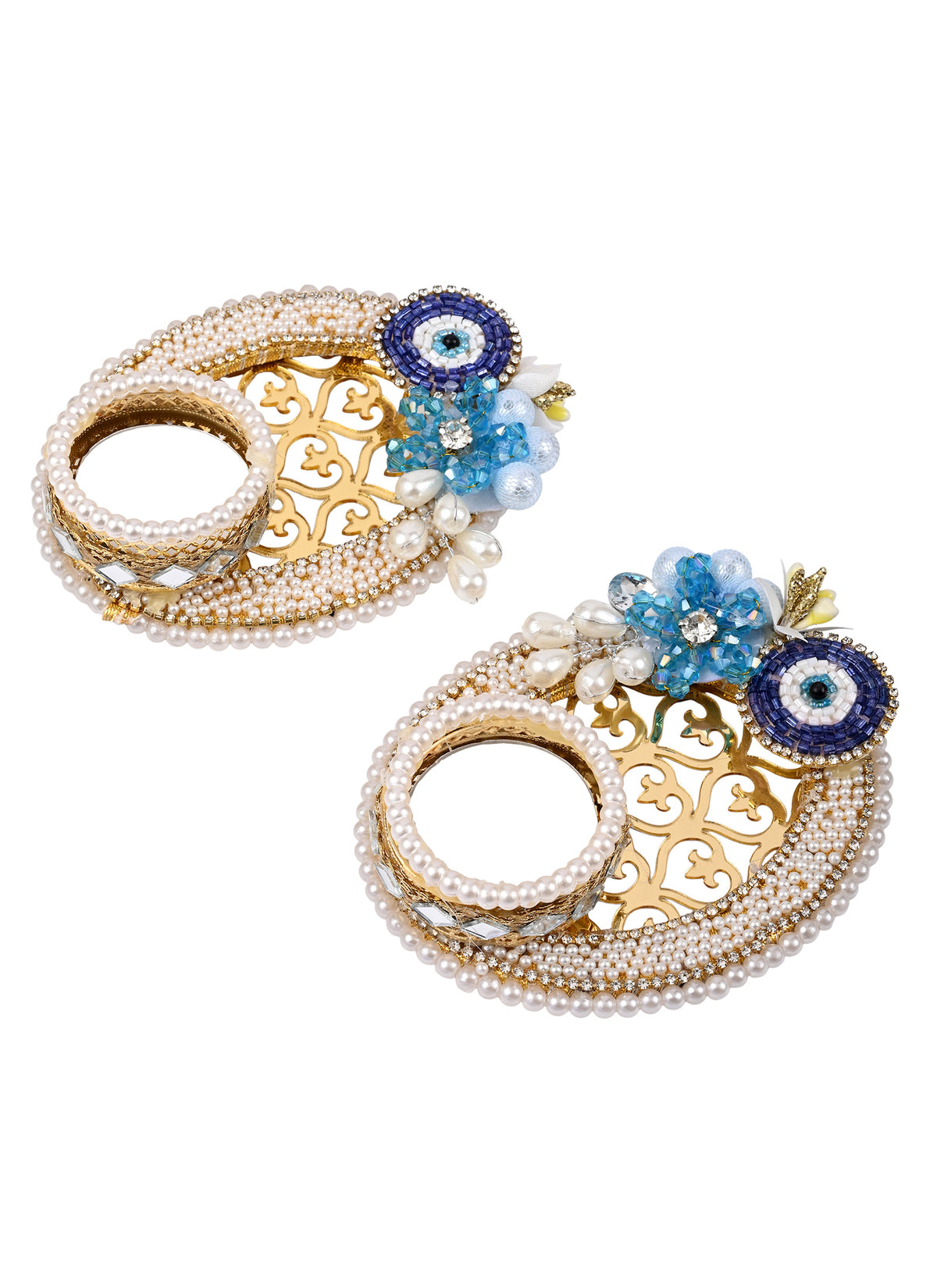 Madhoor Evil Eye Tealight Holder Blue White Set of 2