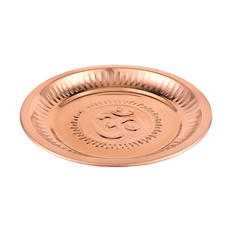 Madhoor Metal Copper Polished Pooja Thali 1 Piece