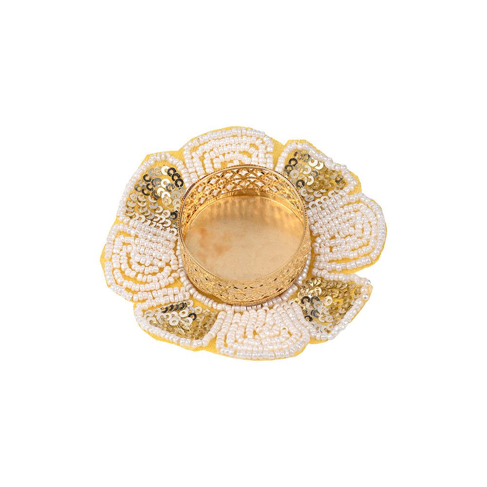 Madhoor Pearl Floral Tealight Holder White 1 Piece