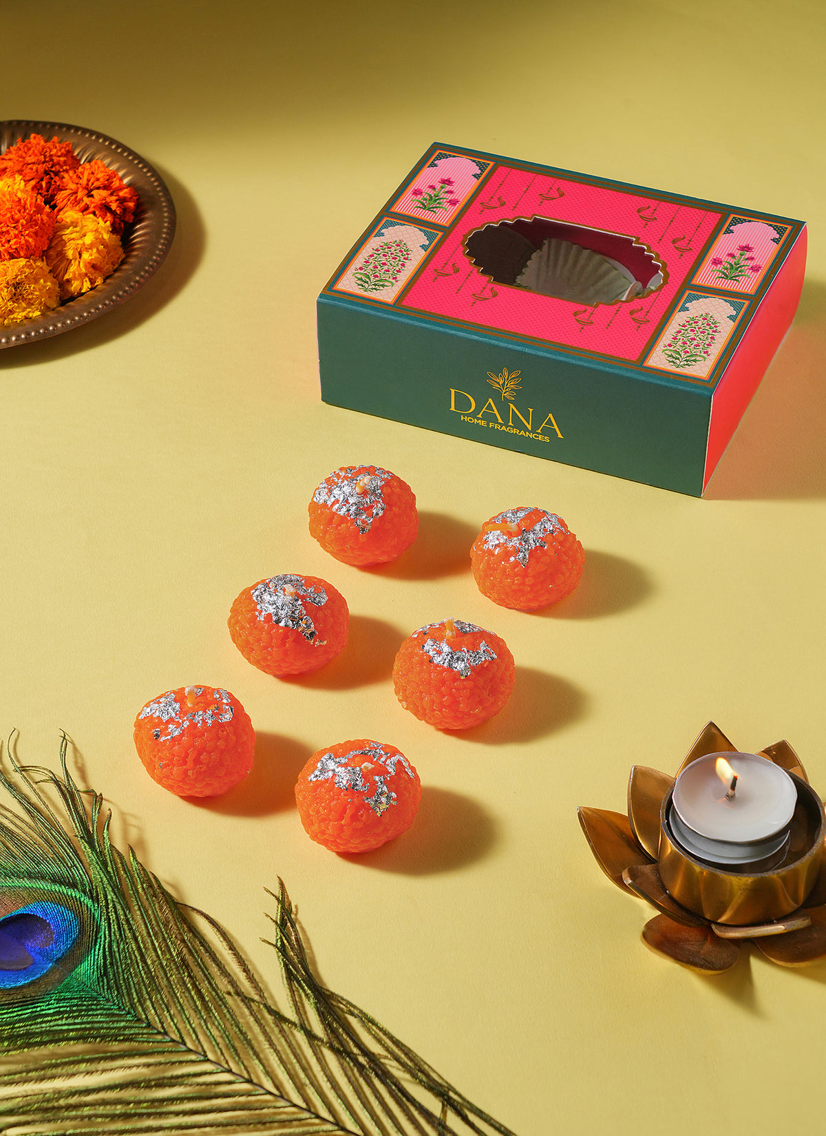 Dana Candle Motichoor Ladoo Gift Set 6 Pieces