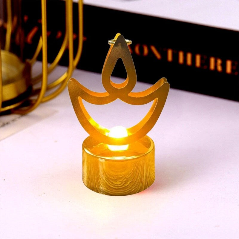 Zayo Battery LED Diya Lights Gold-Tone Pack of 12