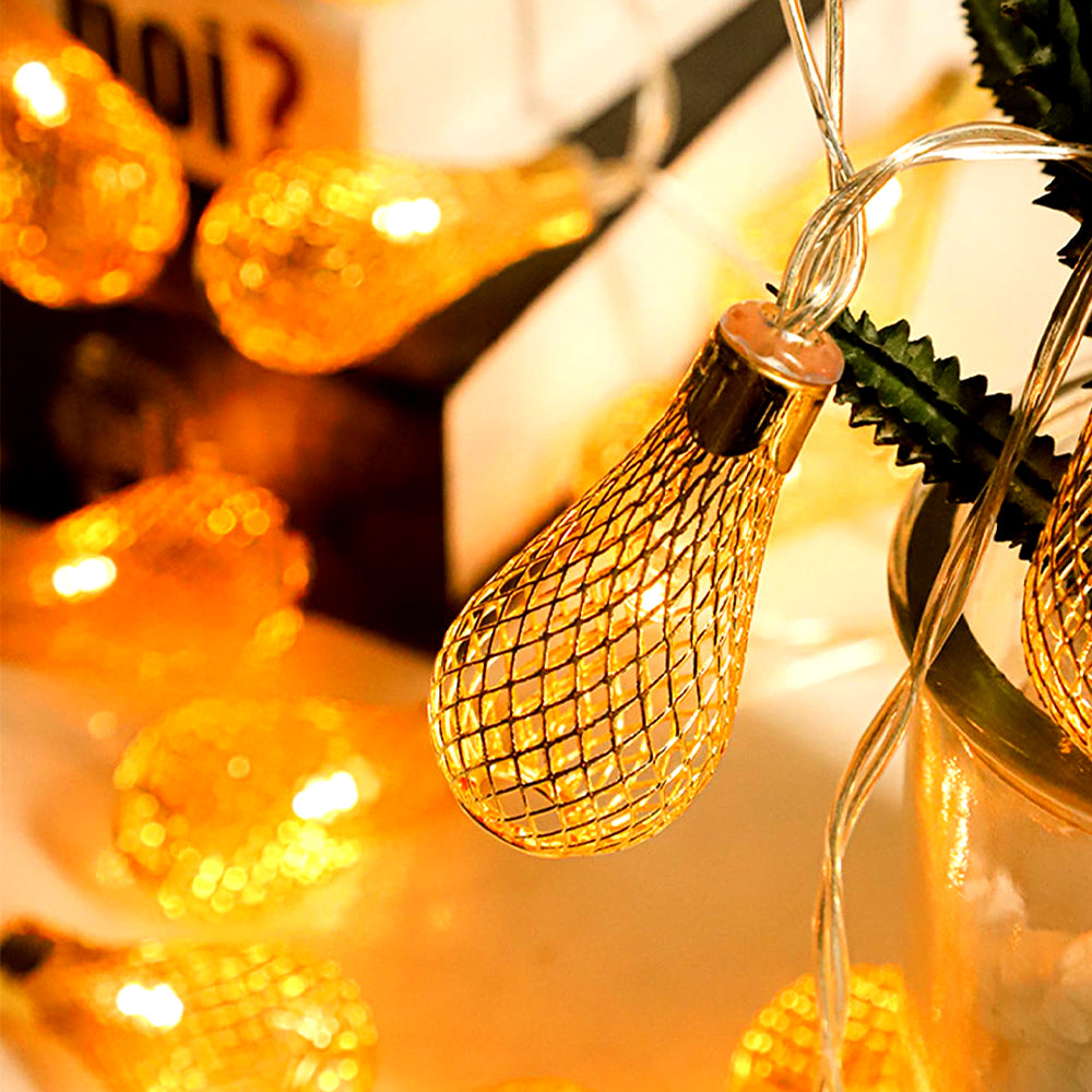 Zayo CONE Battery & USB LED String Lights Gold-Tone