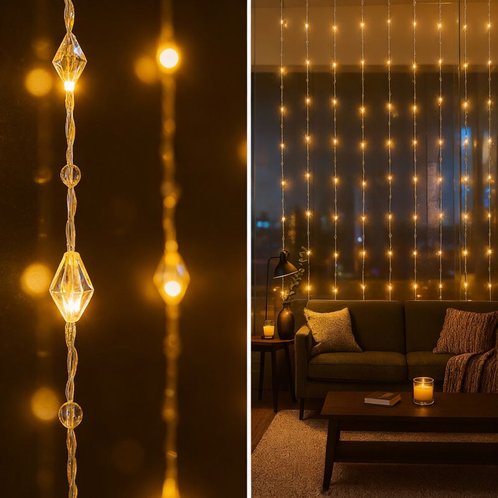 Zayo LED Curtain Lights Warm White 3m x 2m