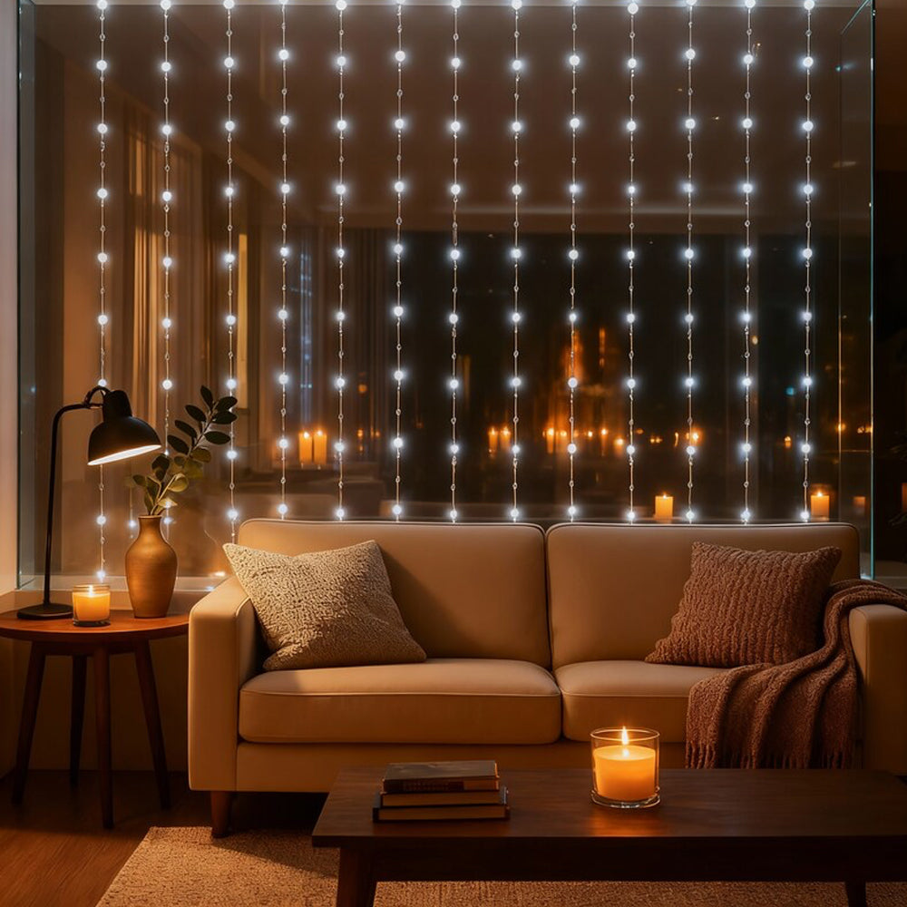 Zayo LED Curtain Lights Cool White 3m x 2m