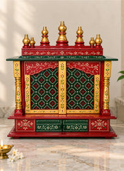 Madhoor Lattice Home Temple Gold-Tone Red Green 18 x 12 x 24 Inches 1 Piece