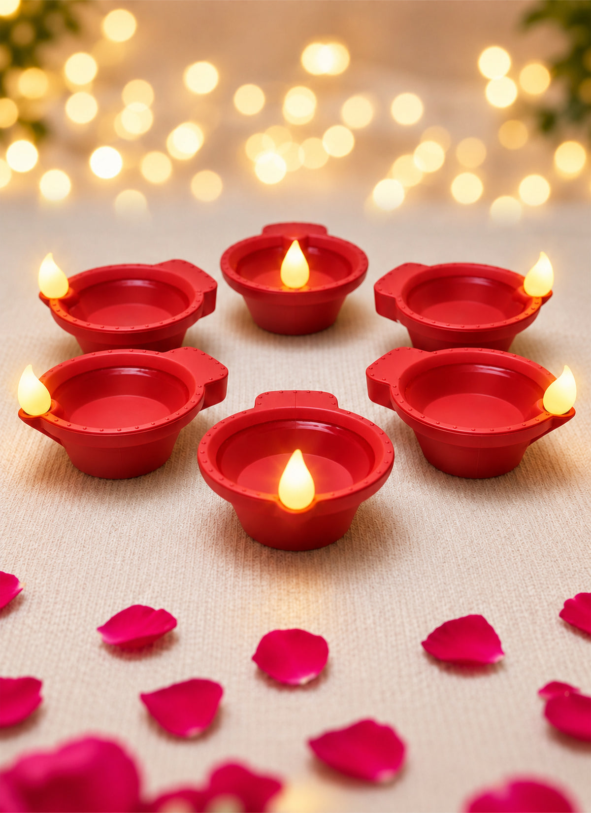 Zayo LED Diya Lights with Water Sensor 6 Pieces