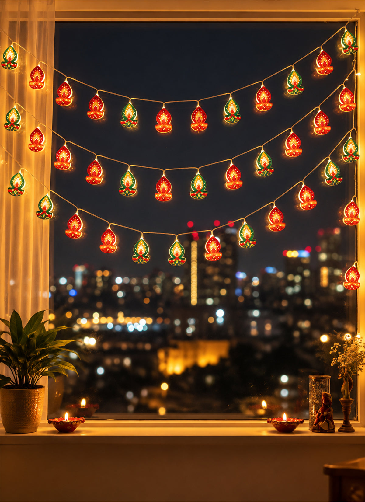 Zayo Diya Battery & USB LED String Lights 10 Pieces
