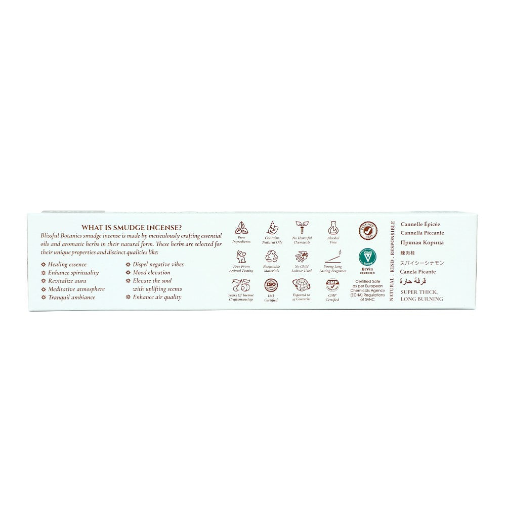 Tulasi Blissful Botanics Spicy Cinnamon Incense Sticks, 8 Sticks