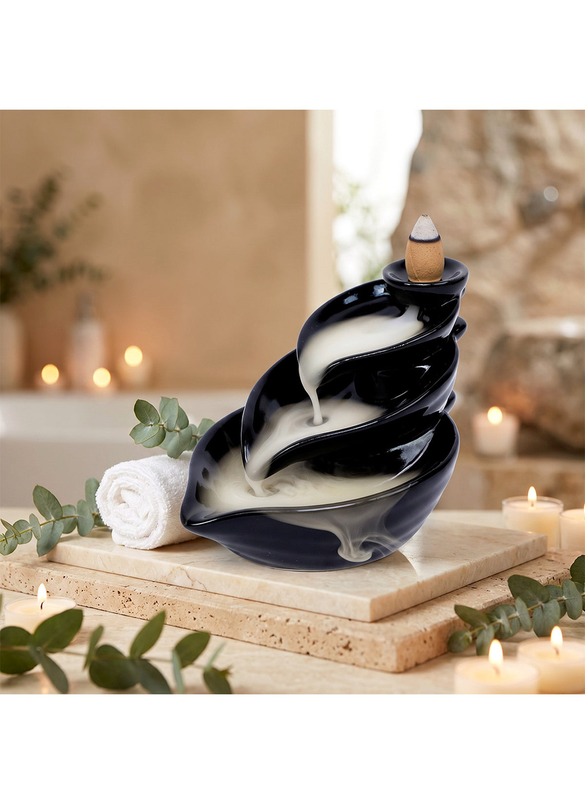 Tulasi Backflow Incense Cone Holder, Flower Slope