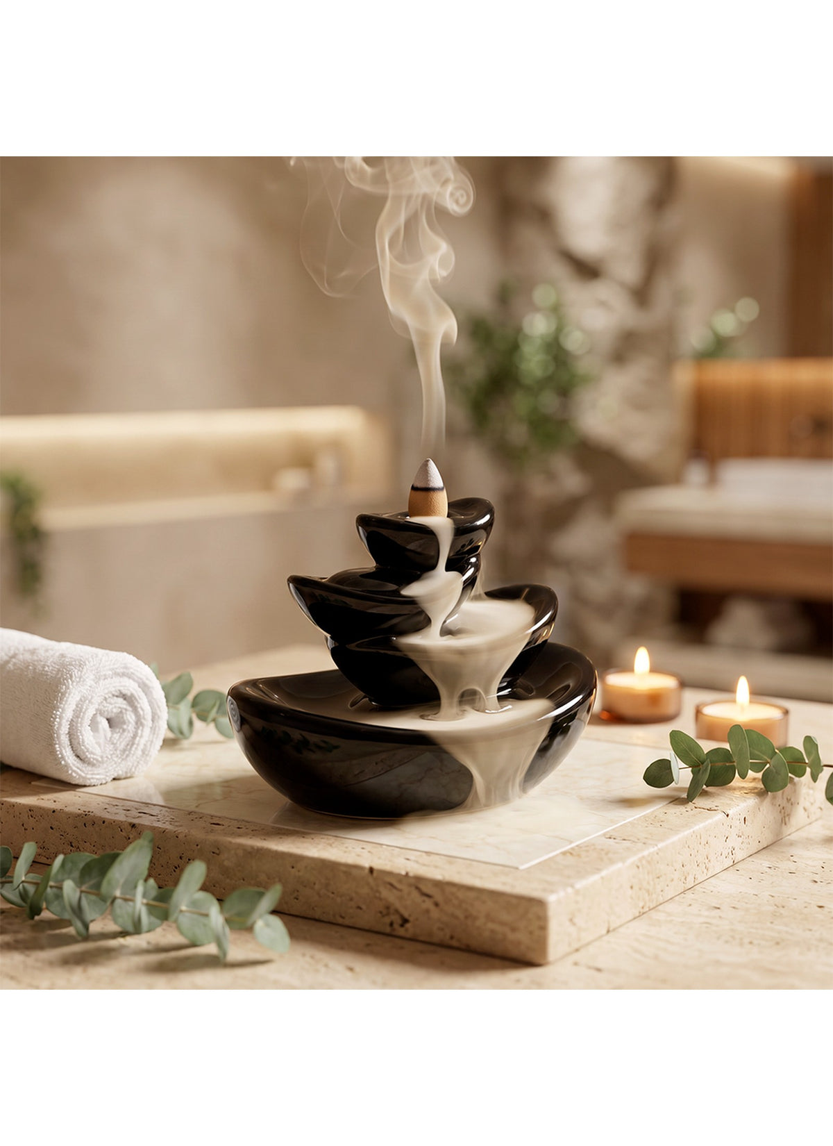 Tulasi Backflow Incense Cone Holder, Zig Zag
