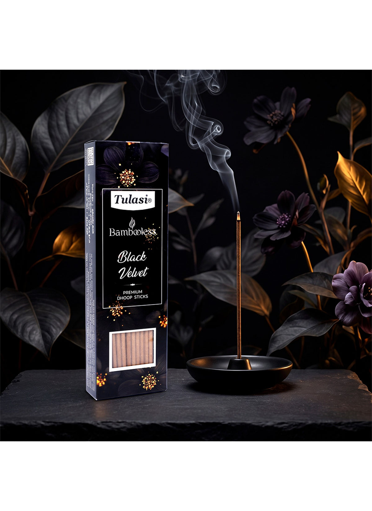 Tulasi Bambooless Black Velvet Dhoop, 90 g