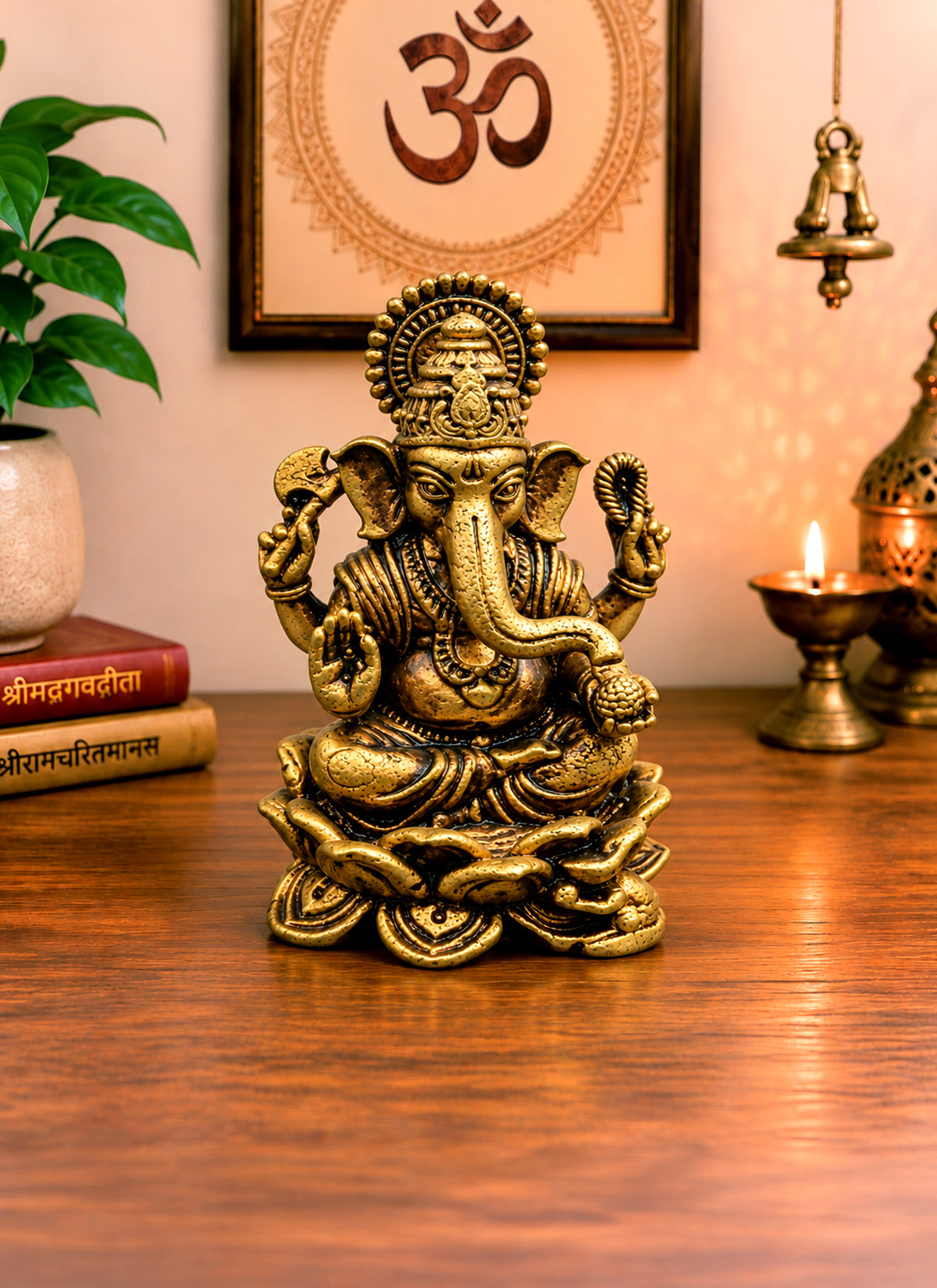 Madhoor Ganesha Brass Deity Idol Gold-Tone 48 mm 1 Piece