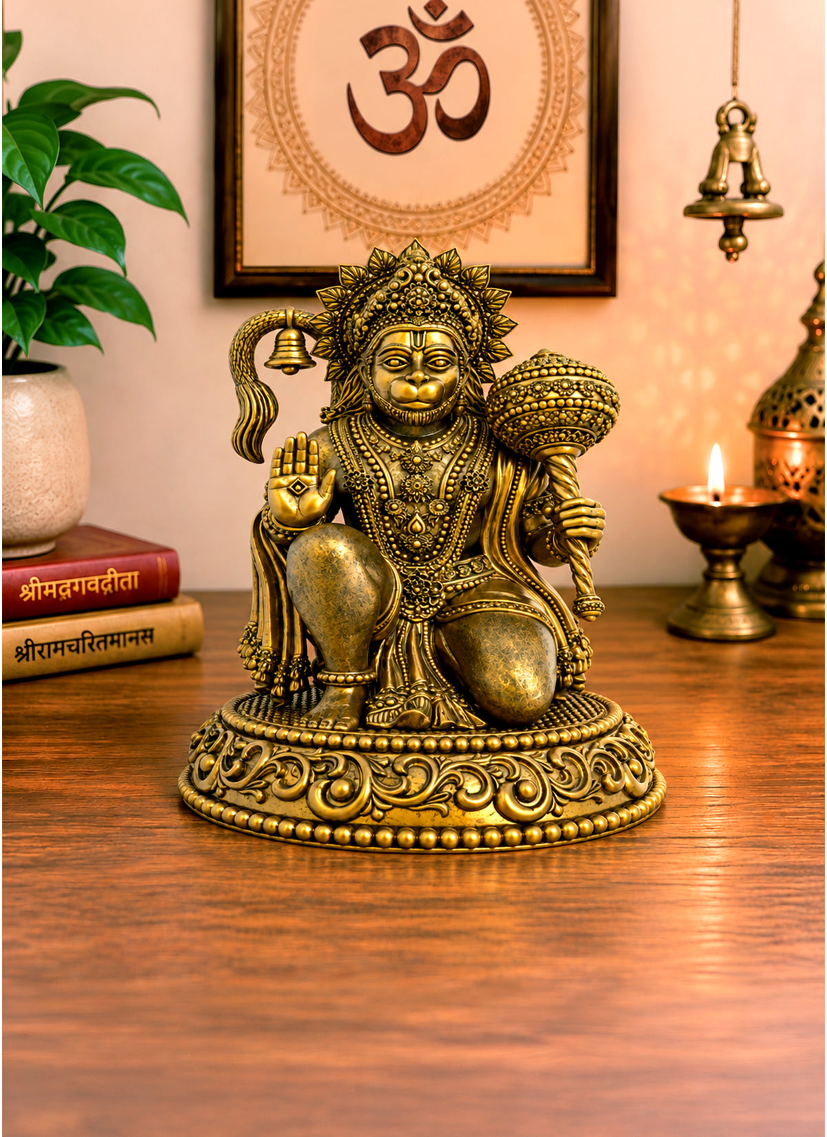 Madhoor Hanuman Brass Deity Idol Gold-Tone 48 mm 1 Piece