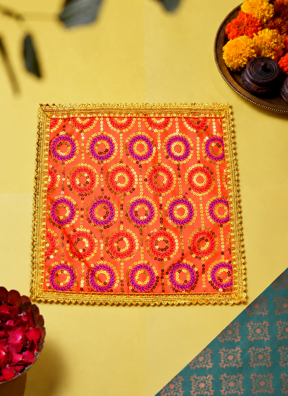 Madhoor Chakra Deity Idol Chunri Orange 12 x 12 Inches