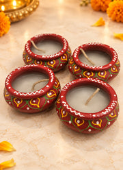 Madhoor Matki Diya Red Set of 4