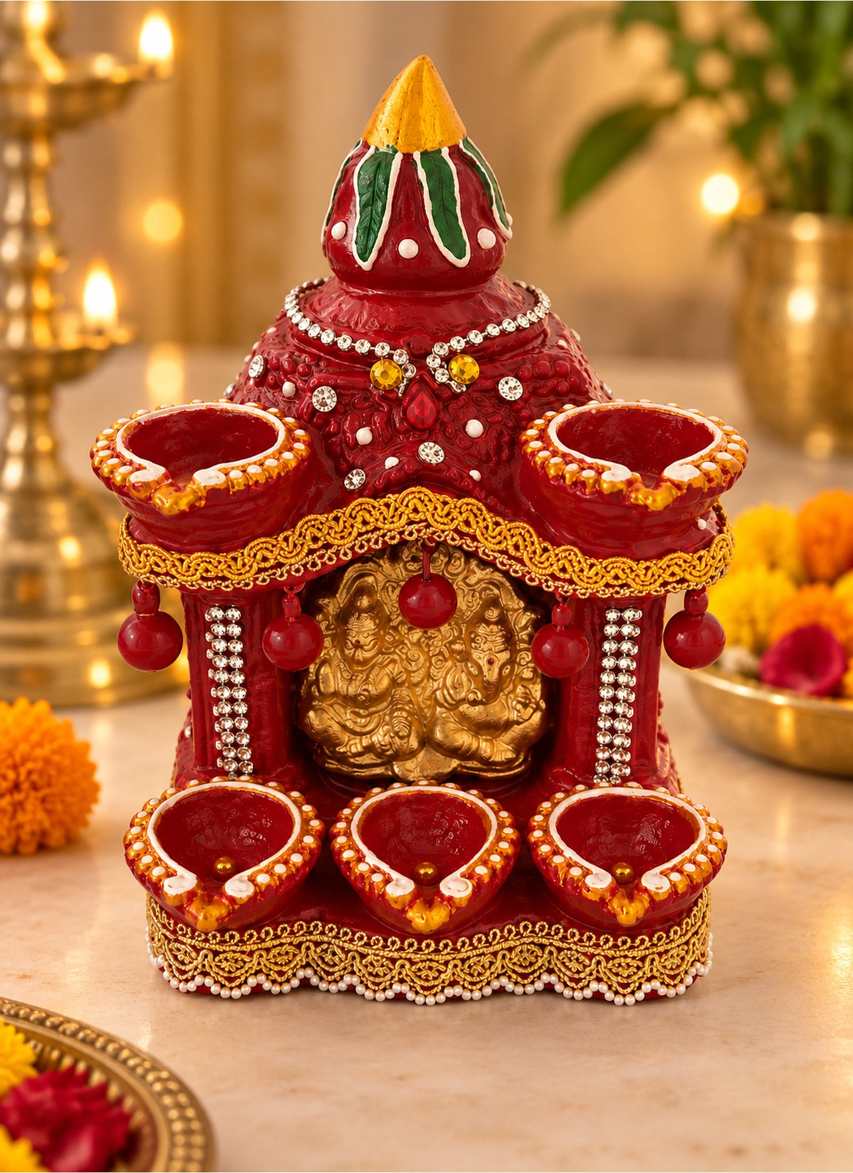 Madhoor Kalash Diya Hatri Red 1 Piece
