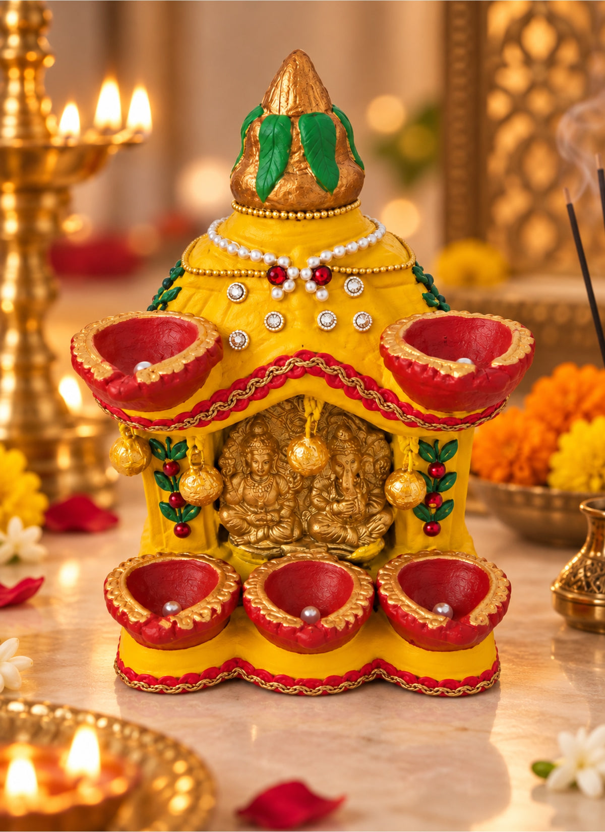 Madhoor Kalash Diya Hatri Yellow 1 Piece