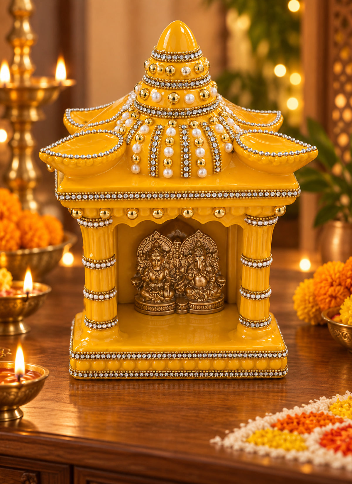 Madhoor Dome Diya Hatri Yellow 1 Piece