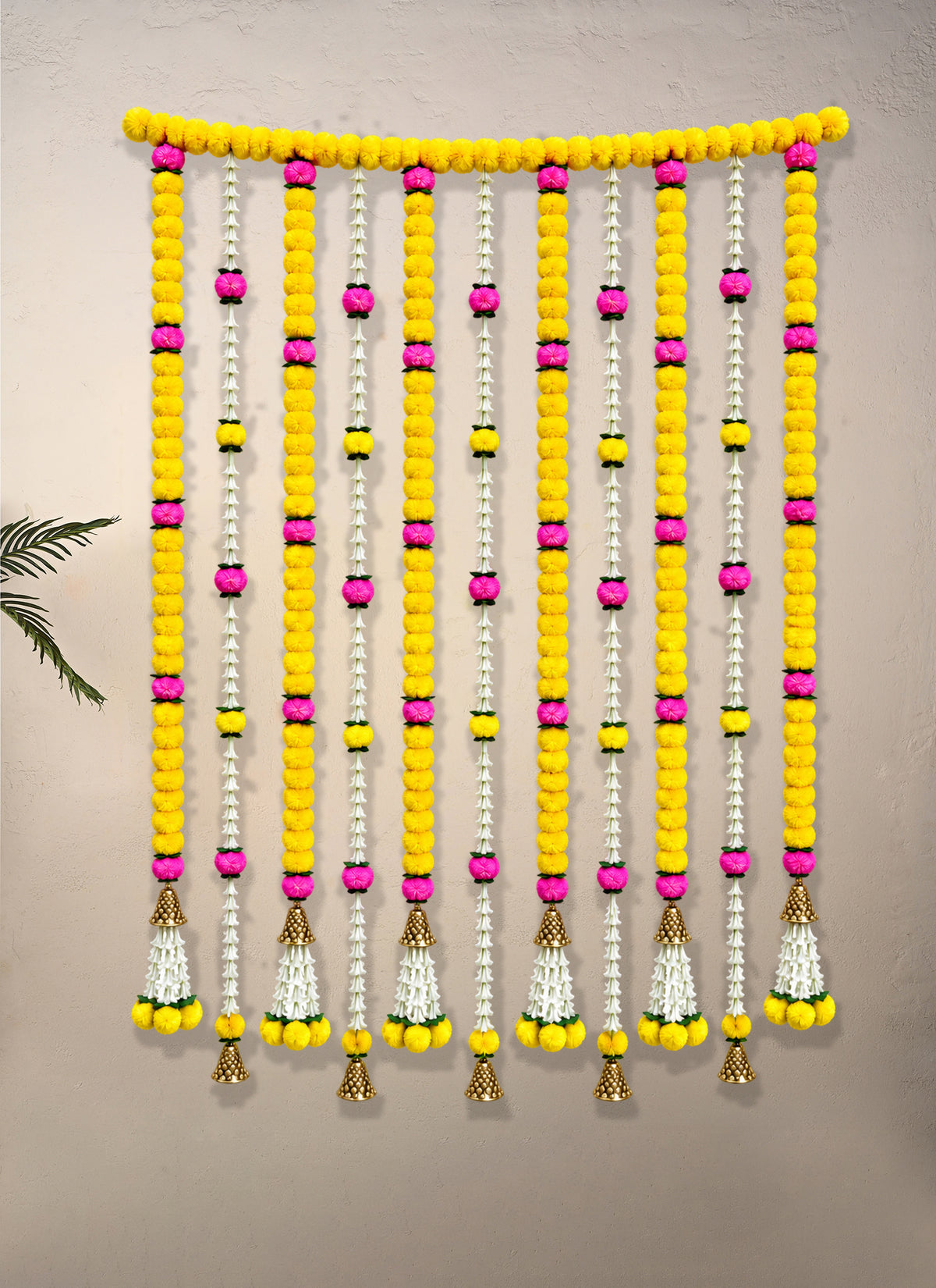 Madhoor Marigold Jasmine Flower Backdrop Yellow Pink White 1 Piece