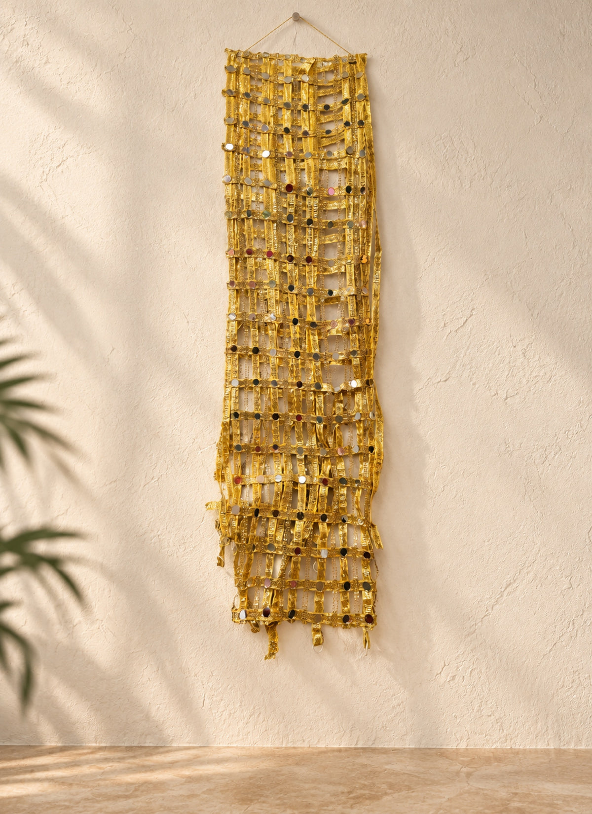Madhoor Gota Mirror 4 X Hanging Gold-Tone 1 Feet 1 Piece
