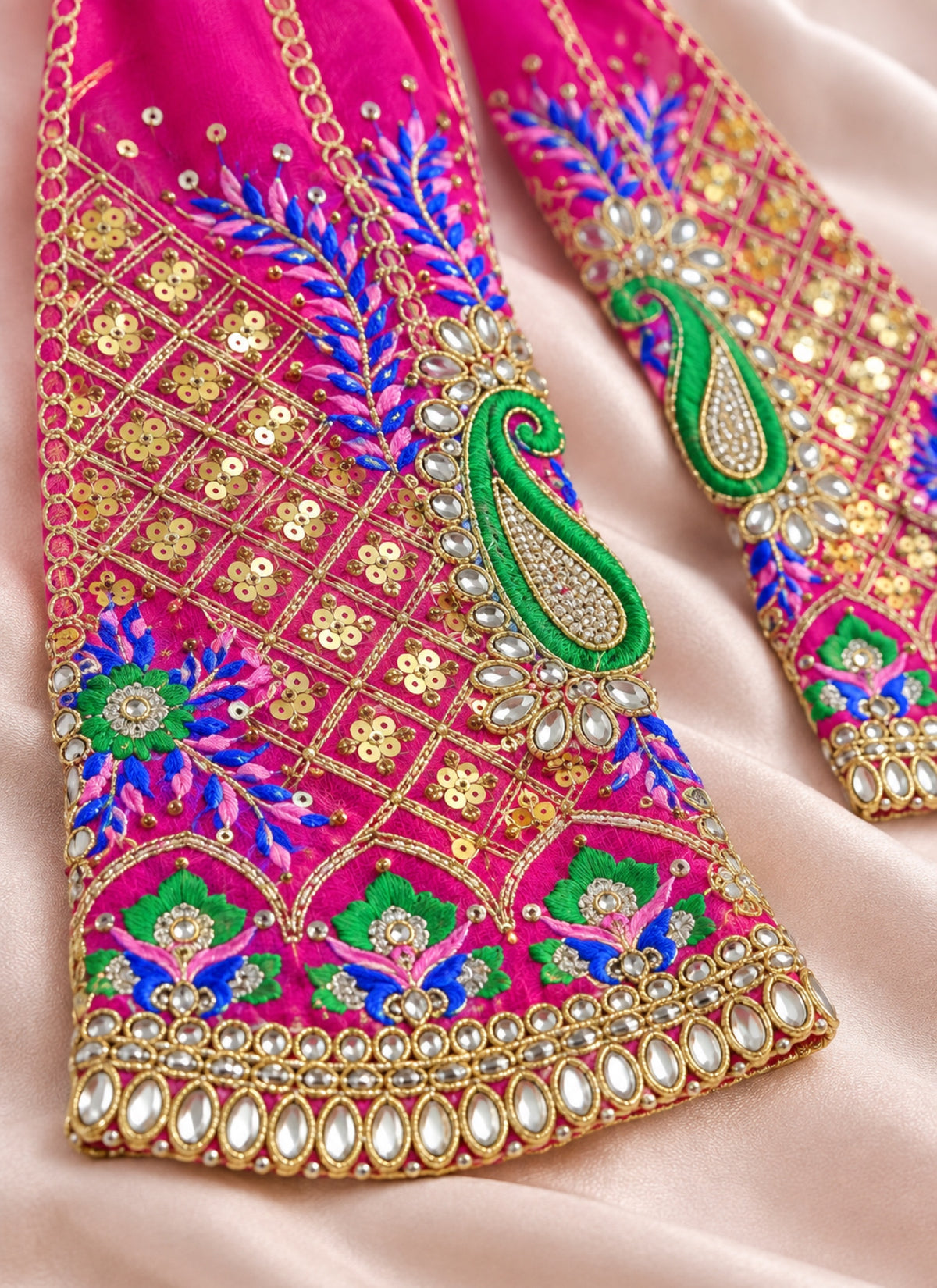 Madhoor Sequin Jaali Idol Kesh Dupatta Pink Blue Green 36 Inches 1 Piece
