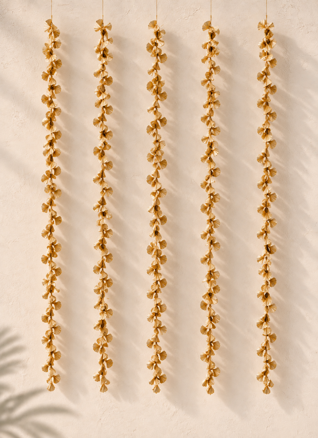 Madhoor Pleated Floral Latkan Gold-Tone Rose 3 Feet Set of 5