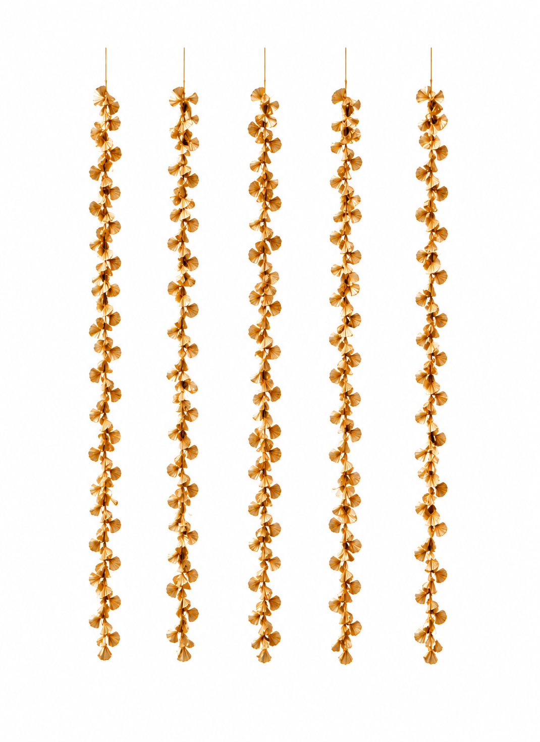 Madhoor Pleated Floral Latkan Gold-Tone Rose 3 Feet Set of 5