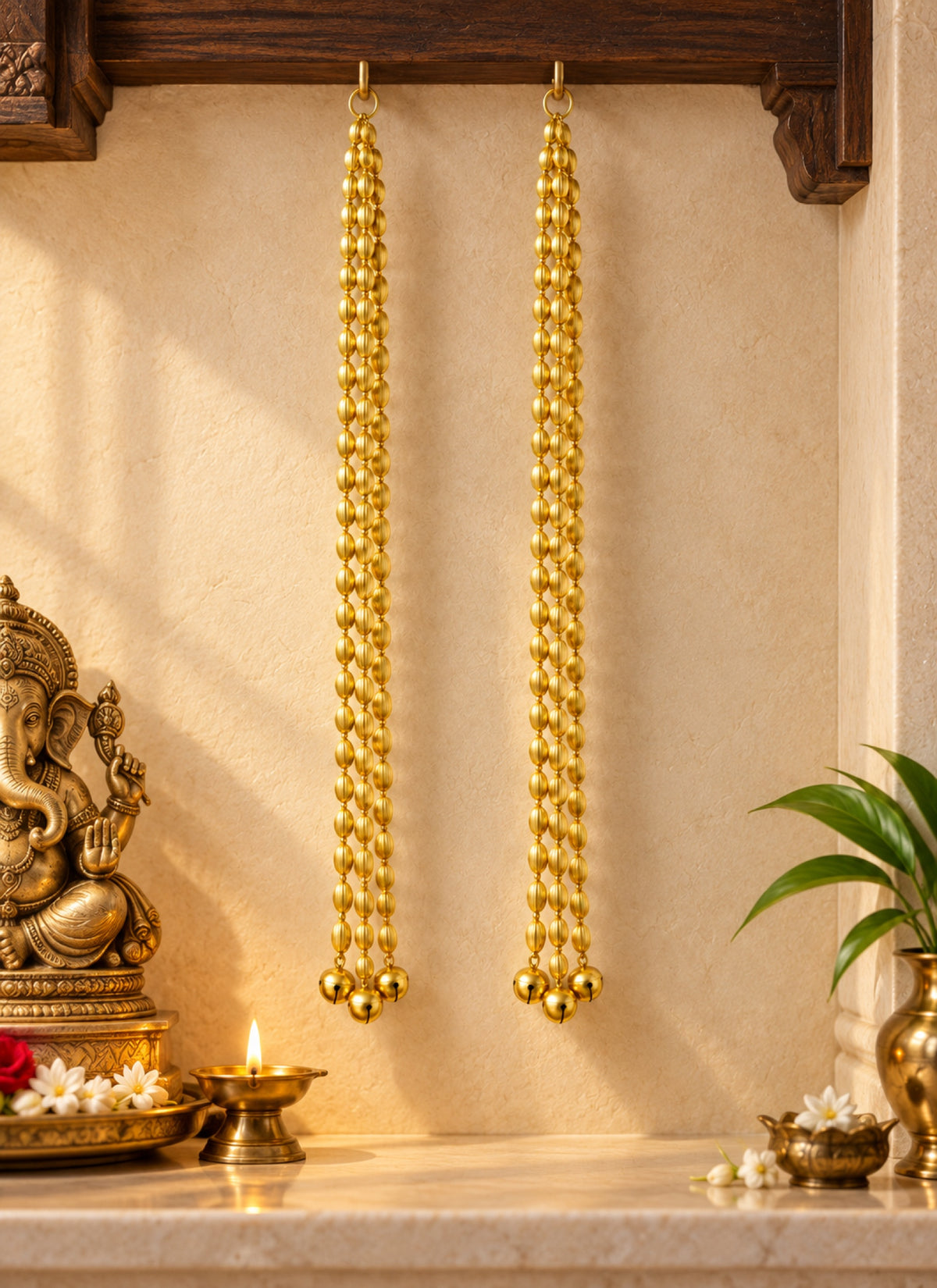 Madhoor Bell Strings Latkan Gold-Tone 2.75 Feet Set of 2