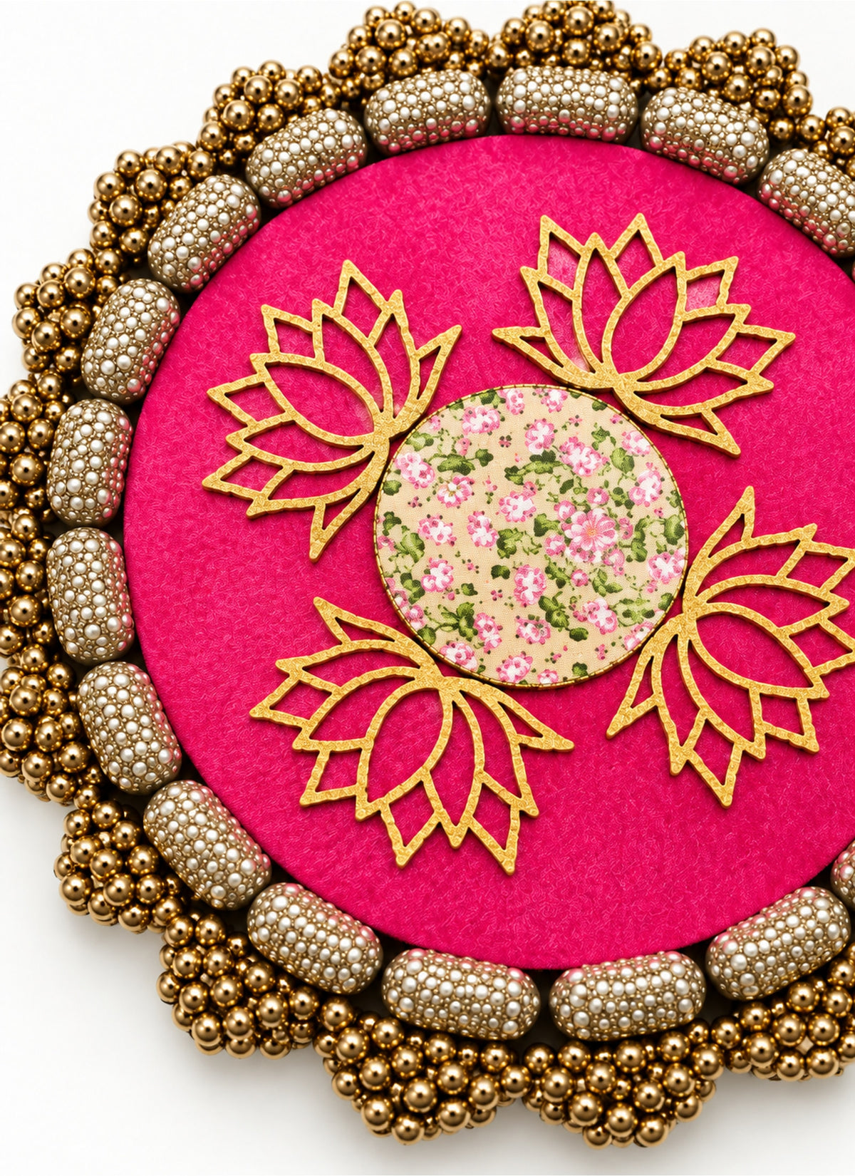 Madhoor Lotus Pichwai Rangoli Pink 11 Inches