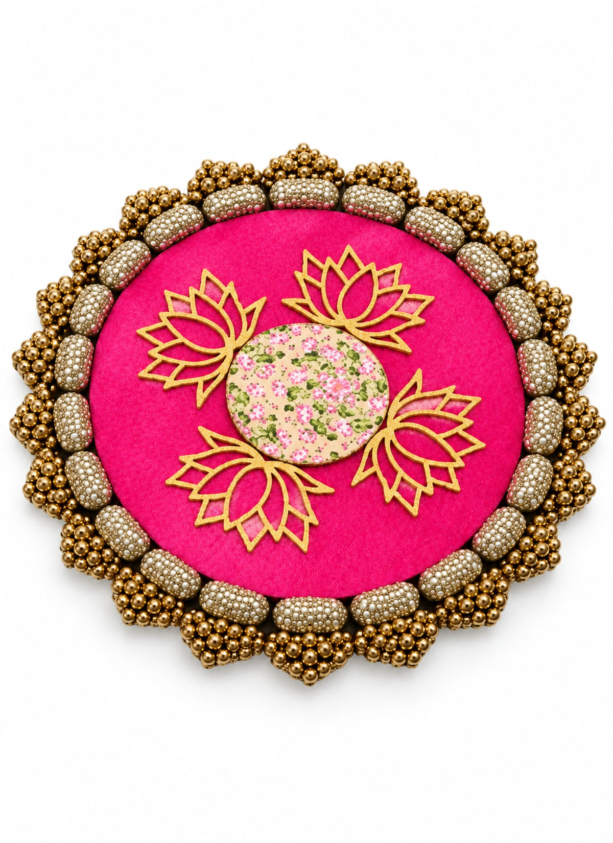 Madhoor Lotus Pichwai Rangoli Pink 11 Inches