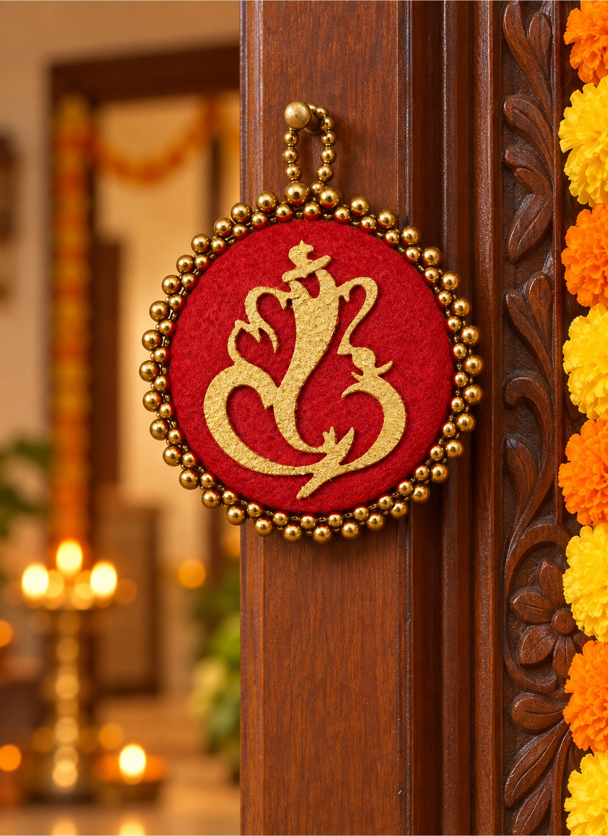 Madhoor Ganesha Door Hanging Red 3 Inches