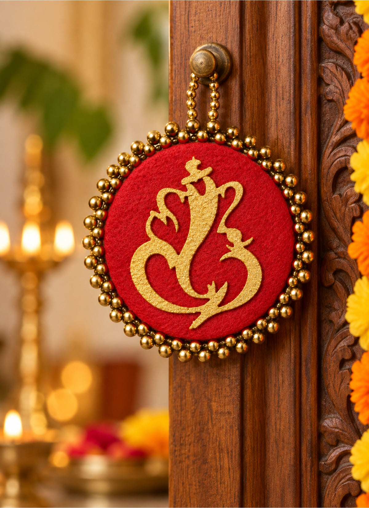 Madhoor Ganesha Door Hanging Red 3 Inches