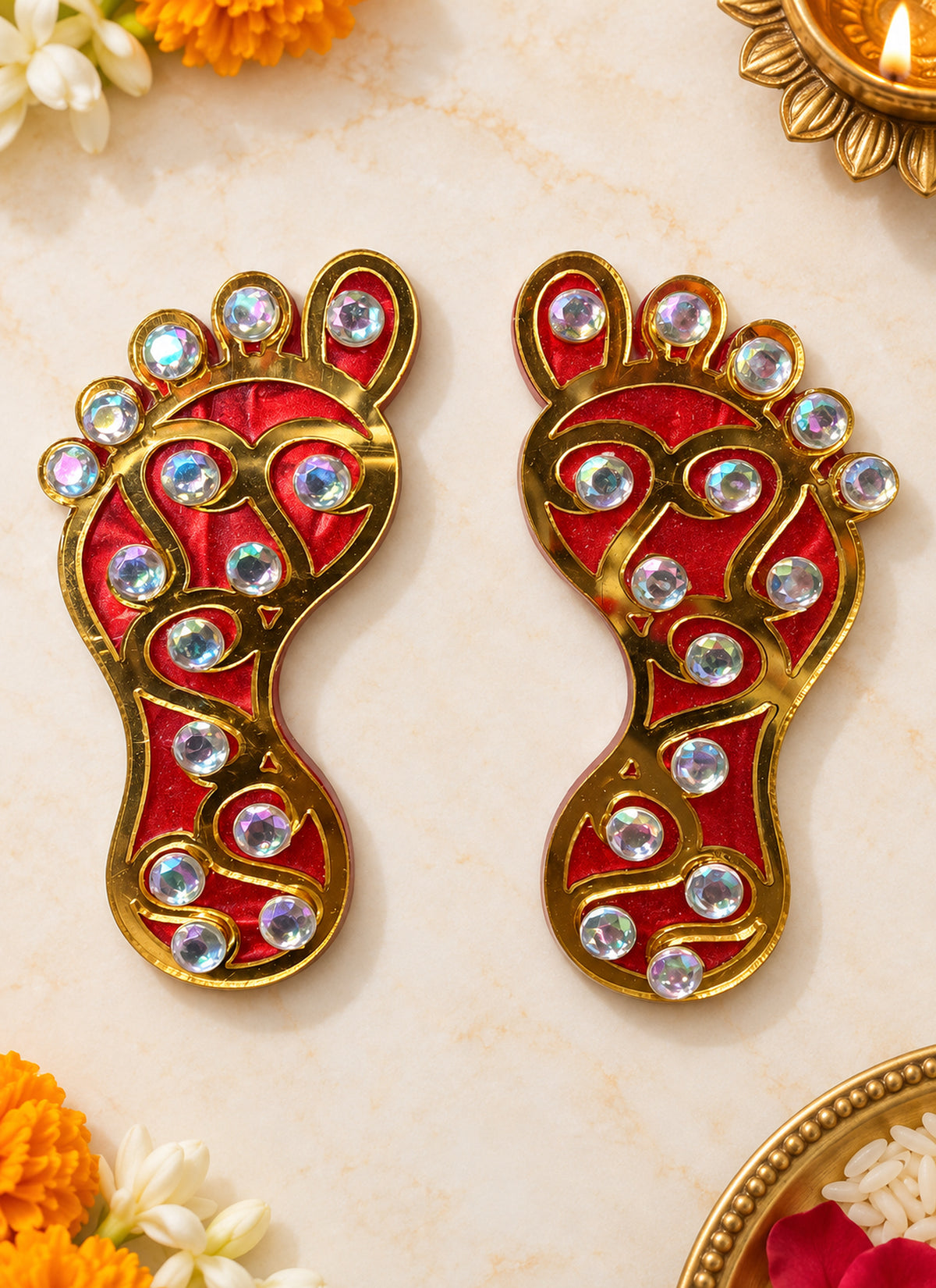 Madhoor Lakshmi Feet Pagla Red 2.5 Inches 1 Pair