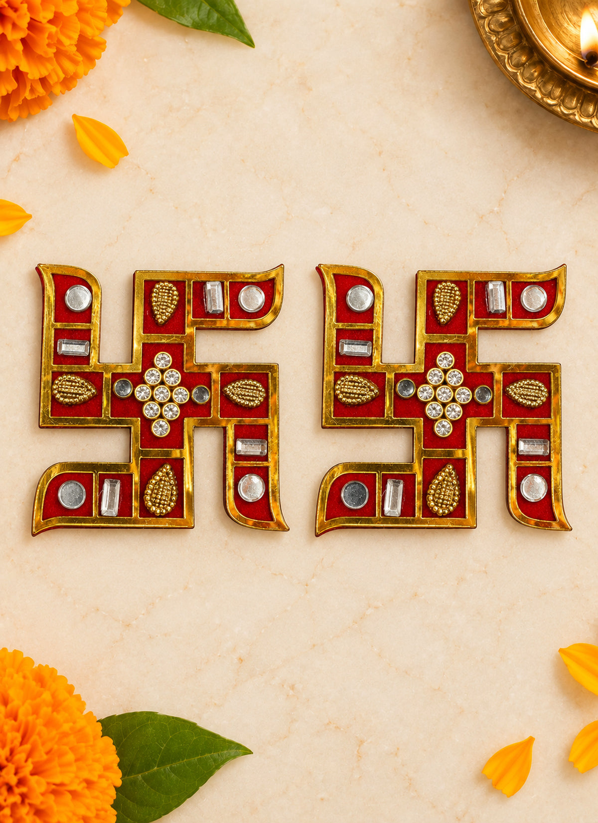 Madhoor Swastik Sticker Red 2 Inches 1 Pair