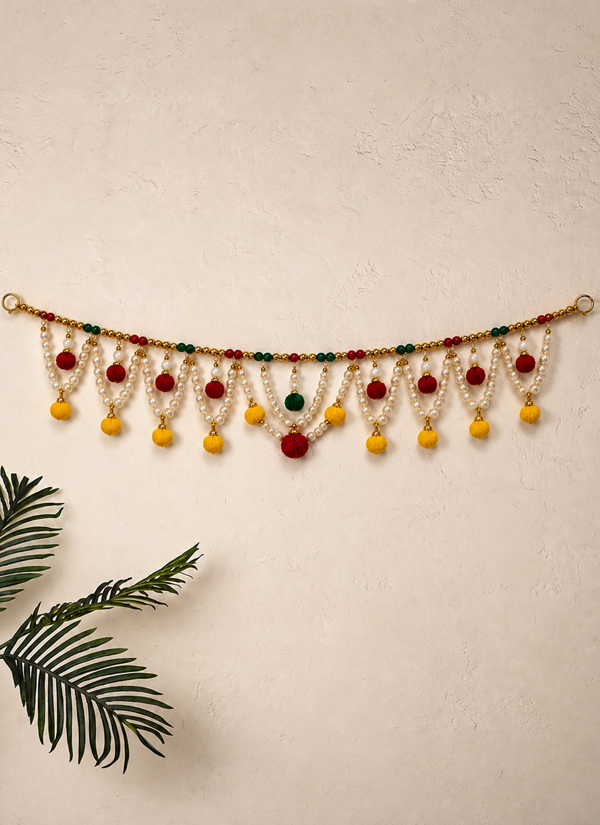 Madhoor Pompom Toran Red Yellow Green 1 Piece