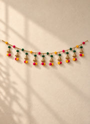 Madhoor Pompom Bell Toran Pink Yellow Green 1 Piece