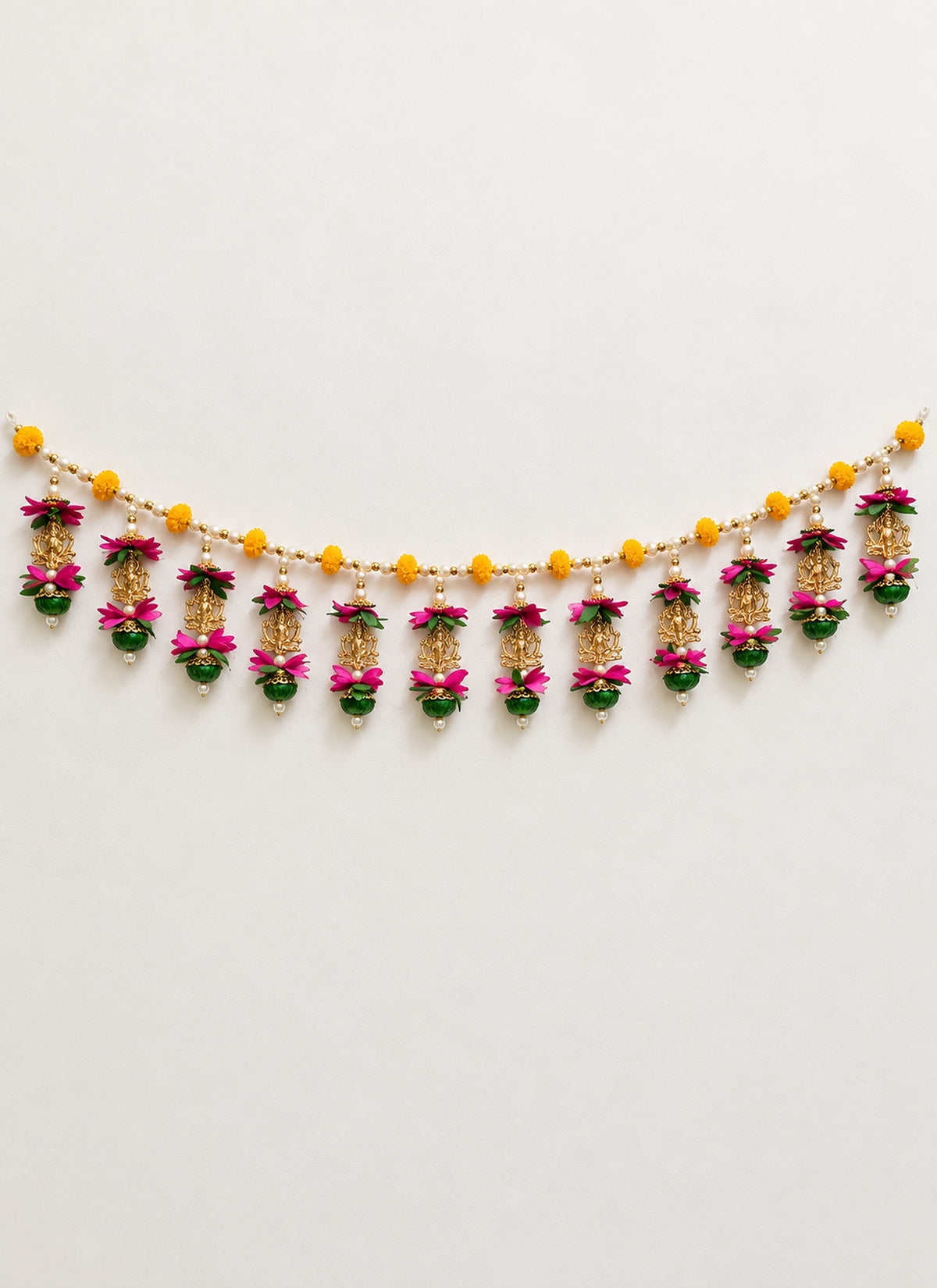 Madhoor Pearl Lotus Toran Pink Yellow Green 1 Piece